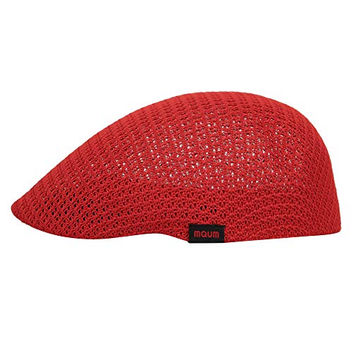 WITHMOONS Newsboy Ivy Cap Mesh Flat Golf Ascot Driving Hats AM31168 (Red)