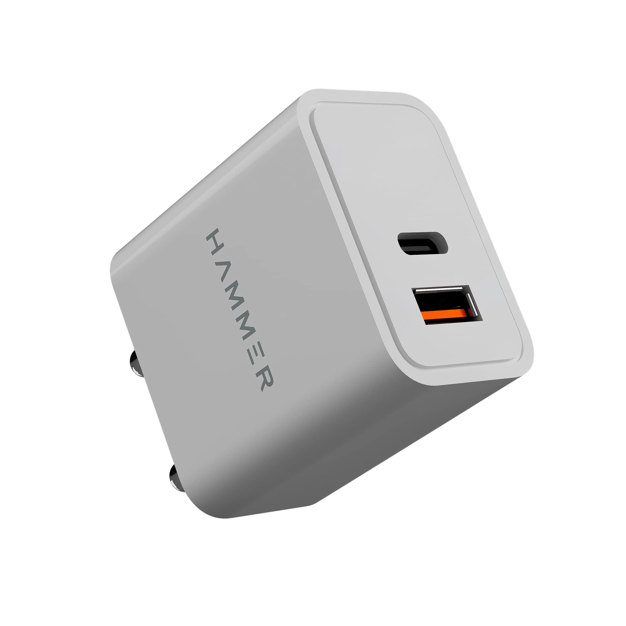 Hammer 20W Dual Port USB & Type C PD Fast Charger Adapter | USB 18W QC 3.0 Block for iPhone 13/12/11Pro/Pro Max/Mini, Samsung Galaxy/Note, Pixel (White) (B0BCFVN586) Amazon Price History, Amazon Price Tracker