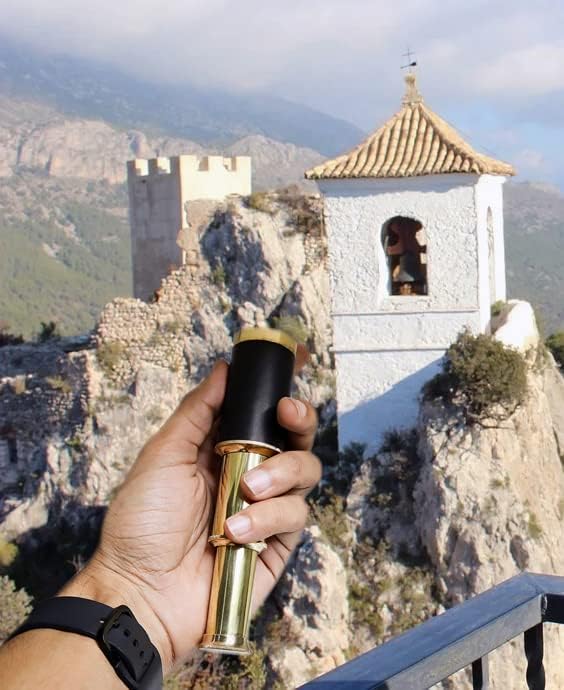 Miniatura 6 de Telescopio antiguo de latón de mano Spyglass con caja de madera - Navegación pirata 6 pulgadas