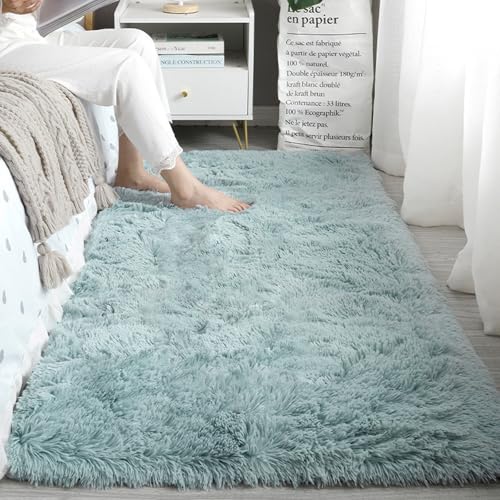 YUANWAN Hochflor Teppich Wohnzimmer 170 x 240 cm Weich, Einfarbig, Pflegeleicht Teppich Flauschiger rutschfest Langlebiger Teppich für Wohnzimmer, Schlafzimmer, Blau YUANWAN Hochflor Teppich Wohnzimmer 170 x 240 cm Weich, Einfarbig, Pflegeleicht Teppich Flauschiger rutschfest Langlebiger Teppich für Wohnzimmer, Schlafzimmer, Blau