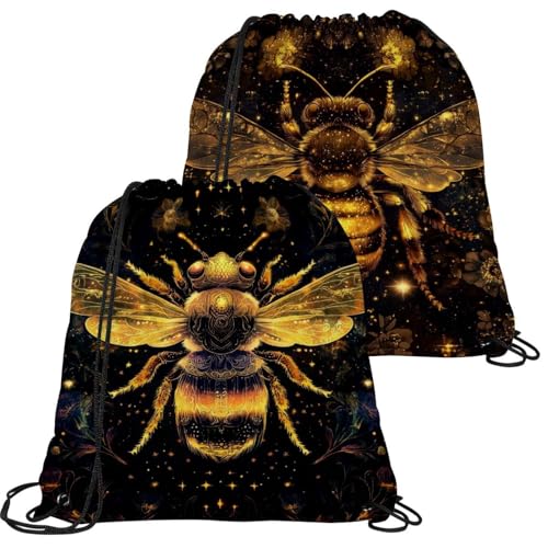 Sac de gym abeille dorée à cordon parfait pour voyage et sport