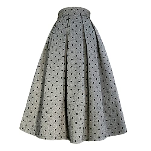 Jupe longue plissée vintage à pois pour affiner la silhouette et sublimer la taille haute