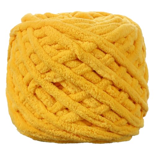 Image of Plush Chenille Chunky Yarn for Crocheting 100g(54.6yd) - Bulky Thick Fluffy Yarn for Knitting- Soft Velvet for Baby, Blanket Knitting Blanket Yarns- Amigurumi Yarns(Yellow)