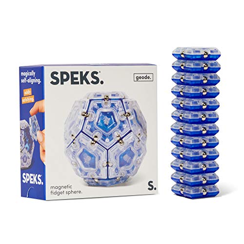 Speks Geode Magnetic Fidget Sphere - Pentagons 12-Piece Set - Cobalt - Fun Desk Toy for Adults