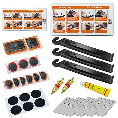 kit repara pinchazos bicicleta 28 Piezas kit pinchazos bici Adecuado para bicicletas de carretera, de montaña o de paseo