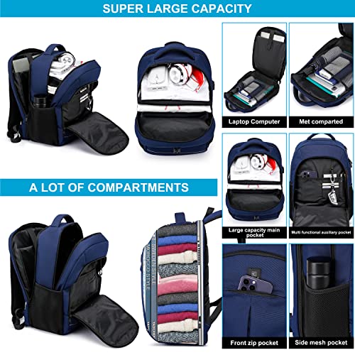 Backpack, Travel Backpack, School Backpack, 17.3 Inch Business Laptop Backpack with USB Charging Port,TSA Water Resistant College Bookbag Gifts for Men Women Boys Teen,Blue by Cafele - Used condition - CA$31.80
