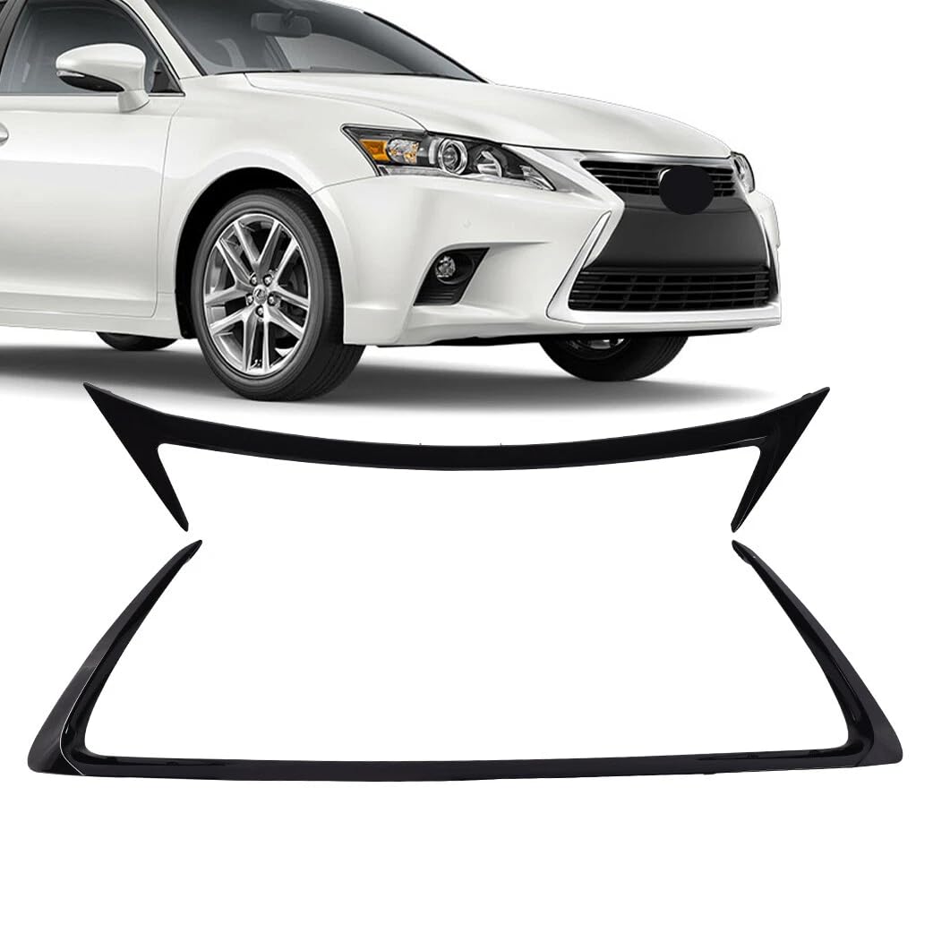 JX Racing Front Grille Molding Outer Trim Set Compatible with Lexus CT200H 2014-2017 Front Upper & Lower Bumper Grille Molding Pair Glossy Black