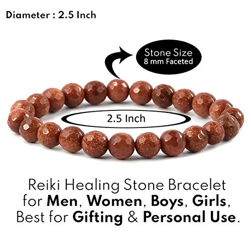 Image of Reiki Crystal Products Natural Crystal Stone 8 mm Faceted Diamond Cut Beads Bracelet for Men & Women | Reiki Charged Gemstone Bracelet | Multiple Stone Variants Available