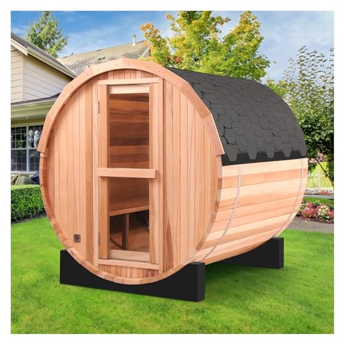 Smartmak Outdoor Wooden Barrel Sauna, 4-6 Person Deluxe Red Cedar Sauna, Traditional Sauna for Home, with 6 kW Electric Heater, Sauna Stones, Sauna Accessories