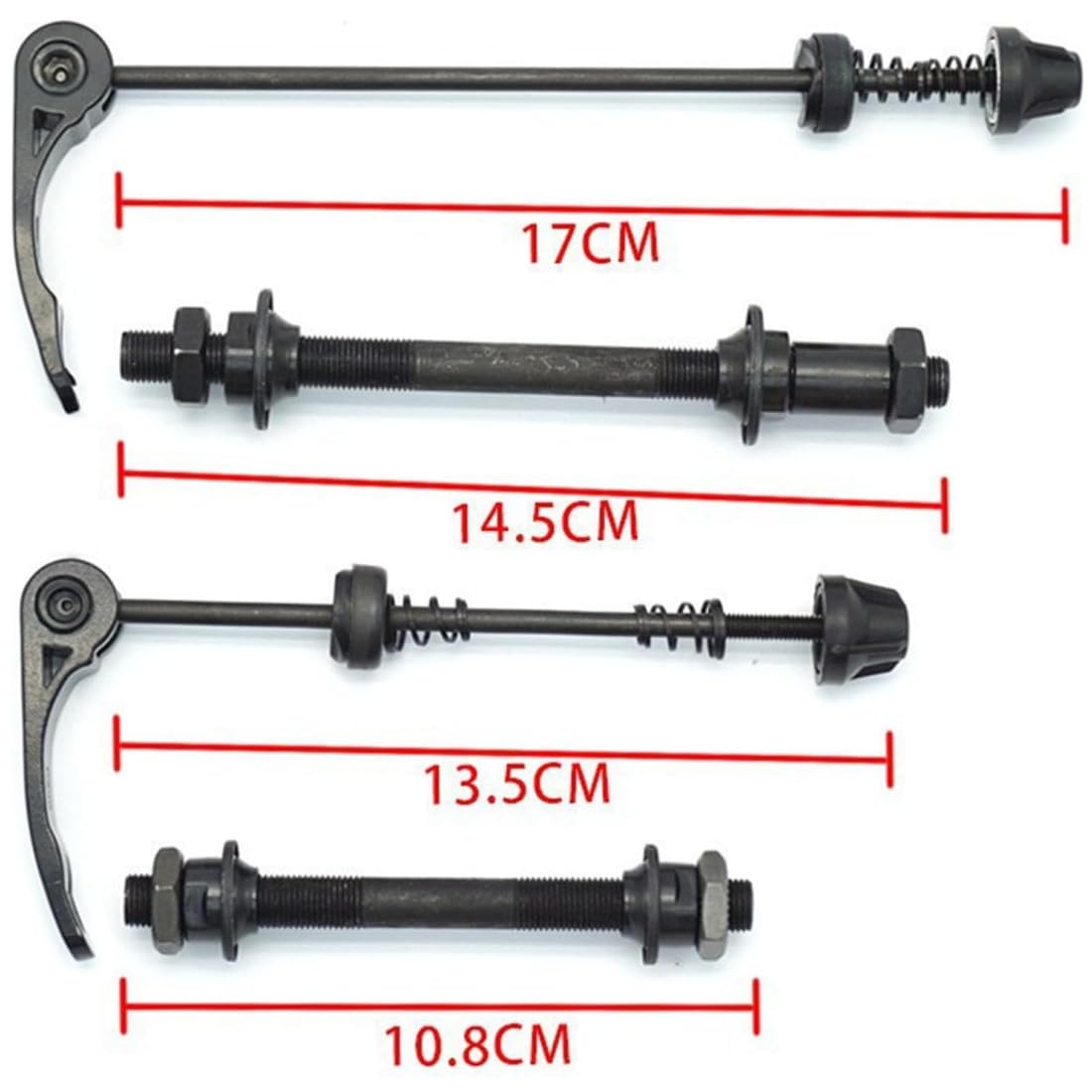 Sgancio Rapido Bici in Ferro, 1 Paia Set Anteriore e Posteriore Assale Albero Cavo per Strada, MTB, BMX, Nero