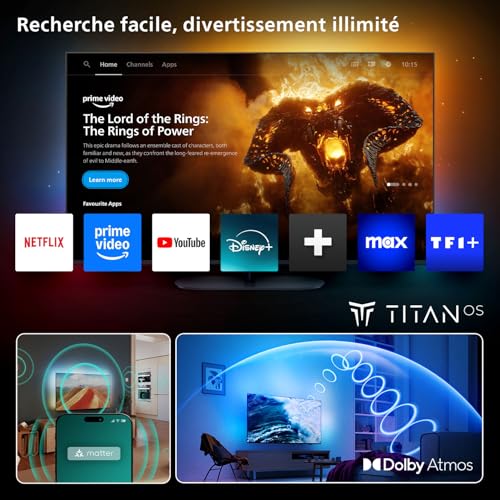 Philips Ambilight 43PUS8200 4K LED Smart TV Écran 43 Pouces avec Plateforme Pixel Precise Ultra HD Titan OS et Son Dolby Atmos Compatible Alexa et Assistant Vocal Google - vue 6