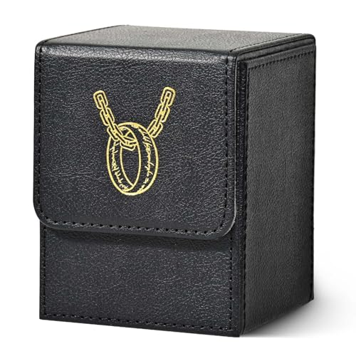 Marsguard MTG Deck Box with 2 card dividers holds over 100+ single-sleeved cards PU leather case for TCG(Black) (Black&Grey 100+)