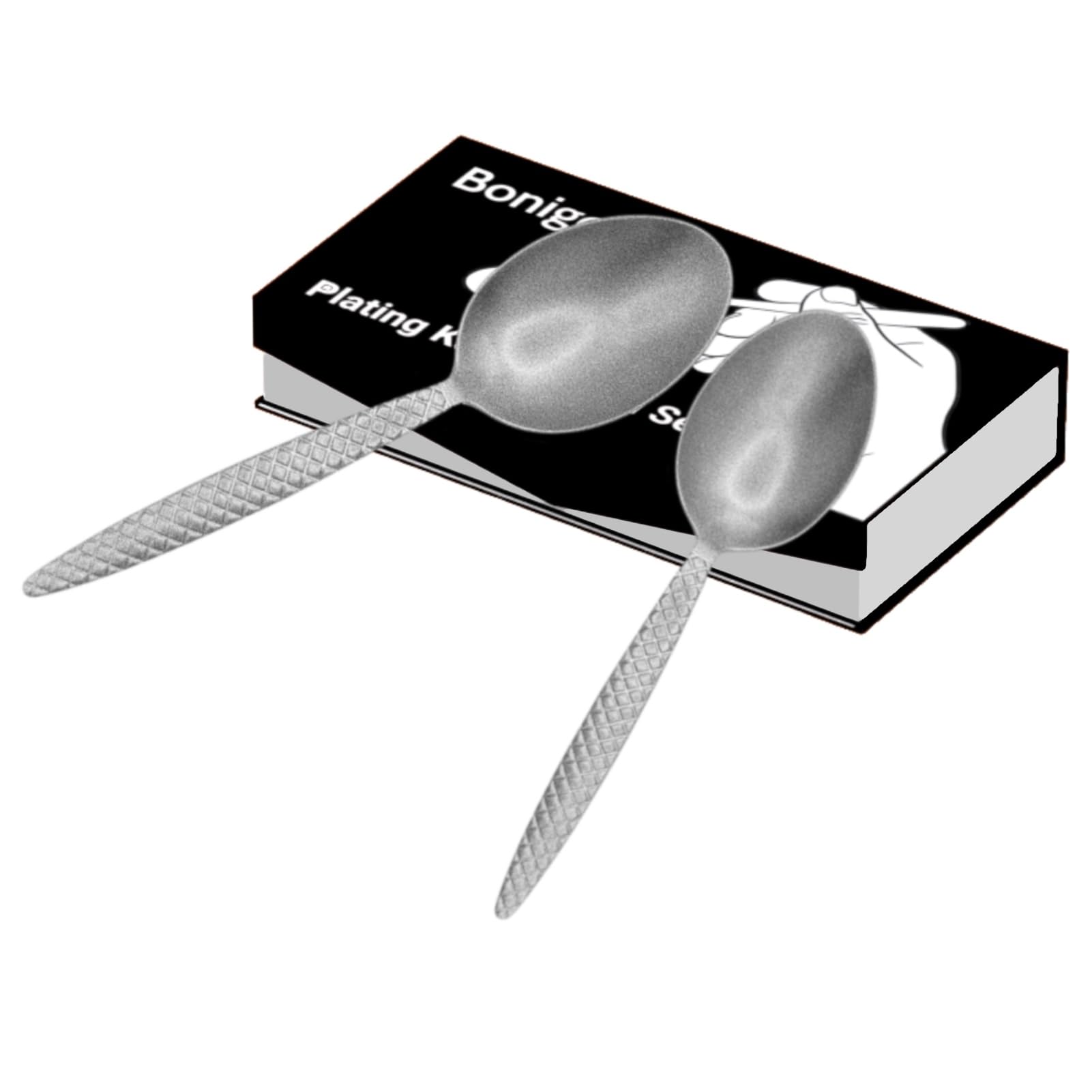 Chef Kunz Löffel, 18/10 Edelstahl, professionelles Set zum Backen, Plattieren, Quenelle, Servieren, Saucen, kulinarische Beschichtungswerkzeuge mit rutschfestem Griff (Silber)