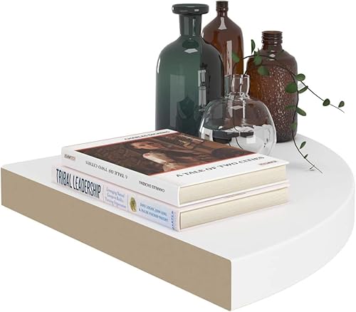 Miniatura 8 de Estantes de esquina flotantes, 2 piezas de MDF blanco de 13.8 x 13.8 x 1.5 pulgadas, gabinete de pared de cocina, estantería flotante, estante de