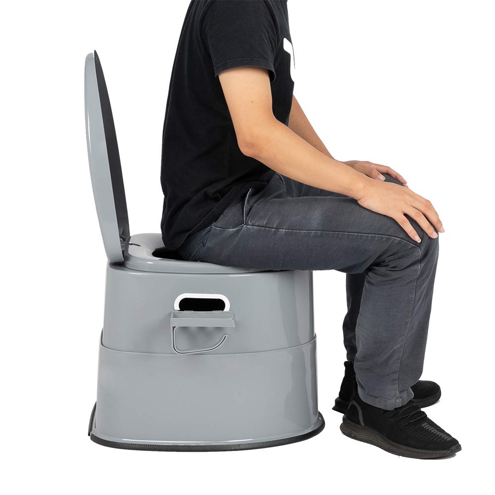 Bonnlo Campingtoilette Tragbare Reisetoilette, Abnehmbarer Inneneimer Mobile Toilette Mit Sitz, Deckel und Toilettenpapier-Halter, für Camping