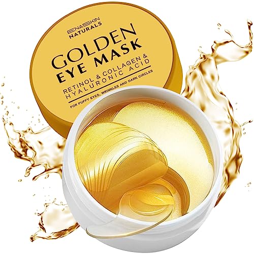 Enaskin Naturals Under Eye Patches Dark Circles Under Eye Masks for Puffiness – 24K Gold Eye Gel Pads Retinol Collagen Hyaluronic Acid Moisturizing & Reducing Wrinkles (30 Pairs) (24K Gold)