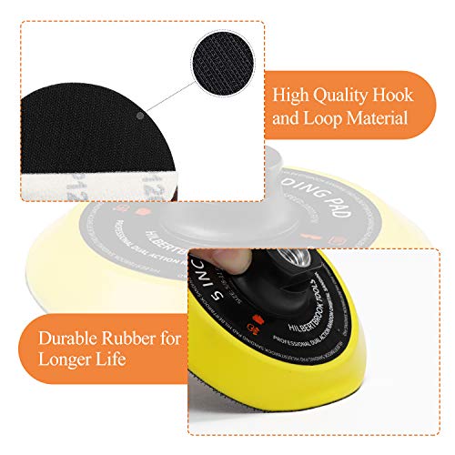 5 Inch Hook and Loop Backing Pad 5 Inch Backing Plate with 5/8-11 Threads Sanding Pad Angle Grinder Accessories Sanding Buffing Polishing,2 Pack by HILBERTBROOK - Image 5