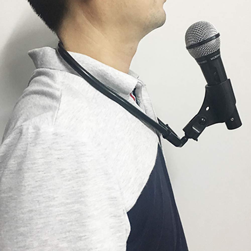 Magic Microphone Neck Stand - Hands Free Brace Mic Holder For Performers & Speakers