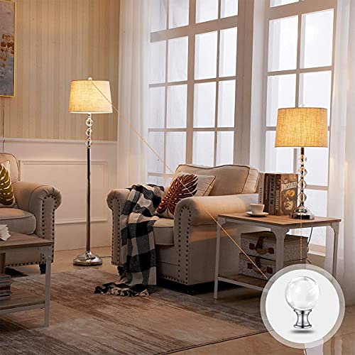 Image of Lighting Lamp Finials 1-1 /2 In High, 1 /4-28 In Base Ball for Shade, Top Screw, Table Lamps, Floor Lamps, Topper Knob, Glass Crystal Clear 2PCS