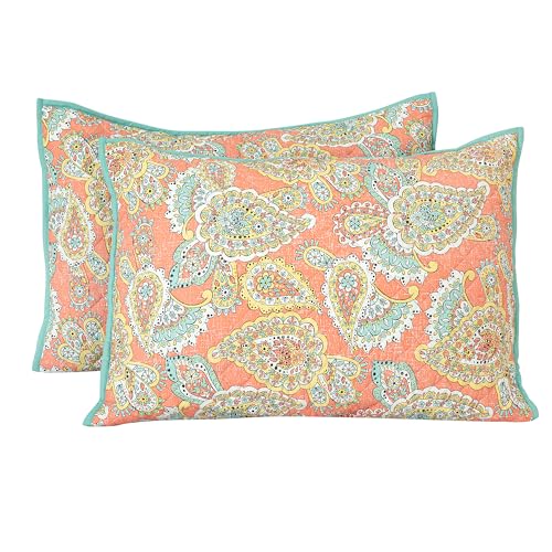 Image of ROYALE LINENS Twin Size 2 pc Quilt Set - Soft Lightweight 100% Microfiber Quilted Set - Printed Bedspread - Quilted Blanket Thin Comforter - Bedding Coverlets for All Seasons (Multi, 1 Quilt- 1 Sham)