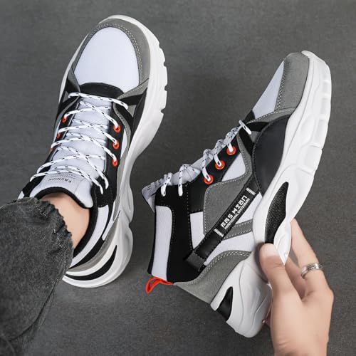 Men's High-Top Thick-Soled Dad Shoes, Letter Patch Walking Skateboard Sneakers Casual Shoes Men's Shoes4