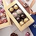 BAKIPACK 20 Truffle Box, Chocolate Gift Box Packaging, Candy Boxes with 8-Piece Plastics Tray (Tray Size with 5.75x2.75 Inches), Pull Out Packing with Clear Window Sleeves, Gold