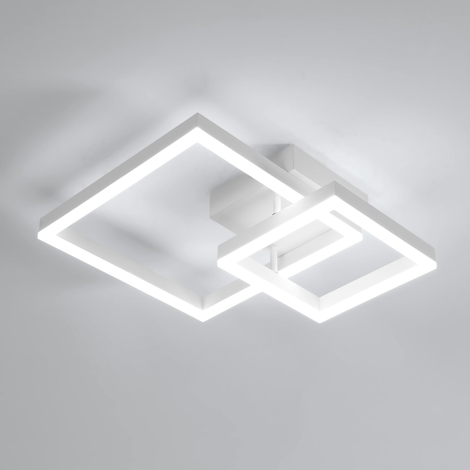 Osairous Plafonnier LED, 36W 4050LM Luminaire Plafonnier Moderne Acrylique Carré, Lumière Blanche 6500K Lampe de Plafond Aluminium pour Chambre, Cuisine, Salle à Manger, Blanc, 52CM