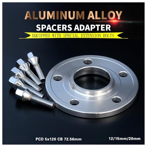 Entretoise de roue BMW anti vibration cales 15mm argent M12x1,5