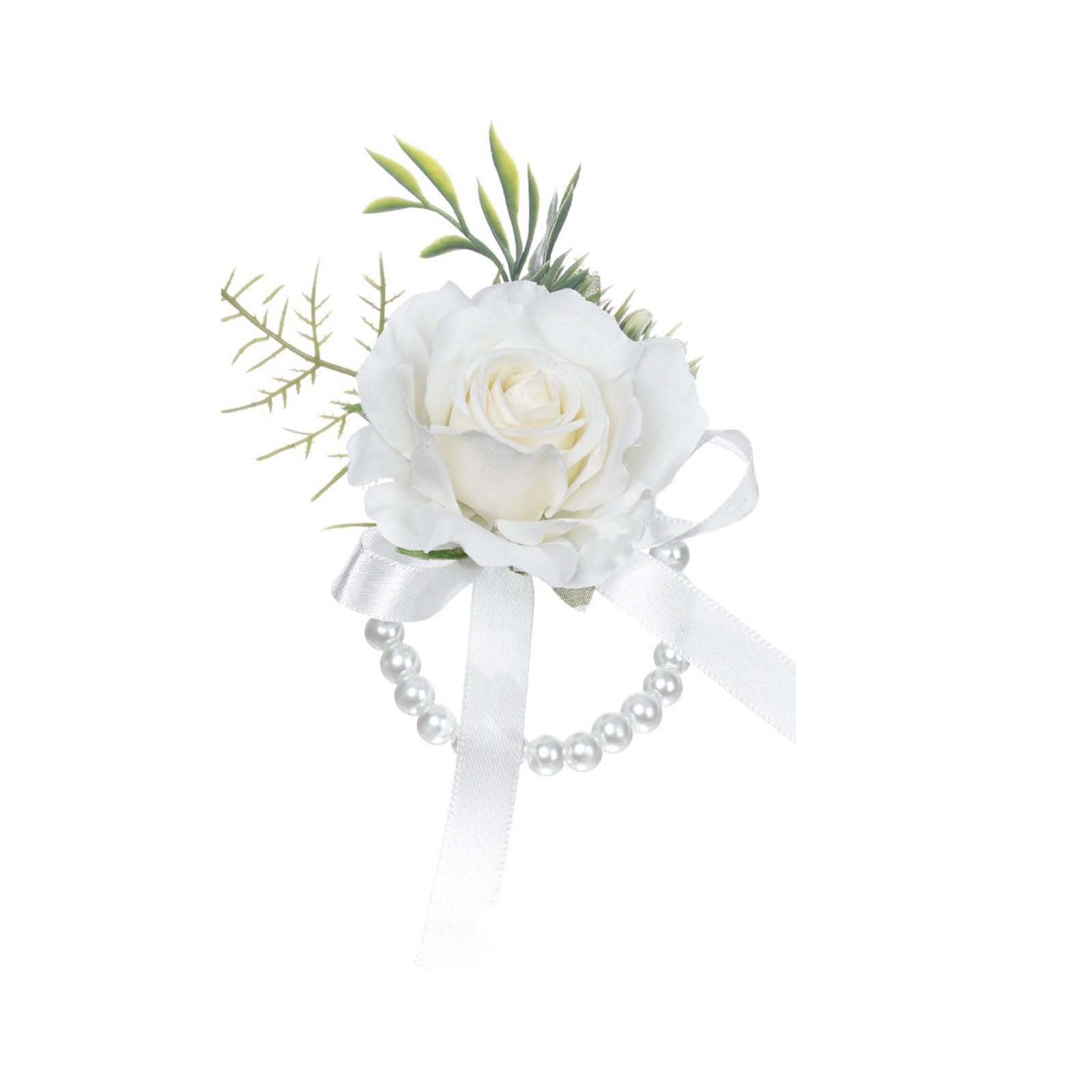 Tsophreniq Pearl Wrist Flower Decor Wedding Bridal Corsage Delicate Wrist Flower Ornament Bridesmaids Wreath Floral Wristband Decoration