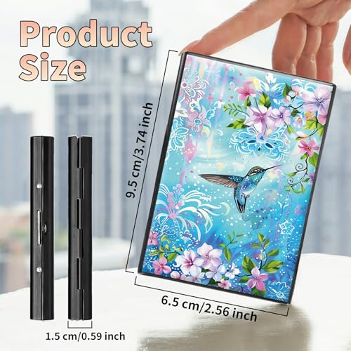 Slim Credit Card Holder, Hummingbird and Flowers RFID Blocking Metal Wallet for Men & Women, Aluminum Minimalist Hard Case Pocket-Sized Business Cards Organizer (Fits Up to 10 Cards)2