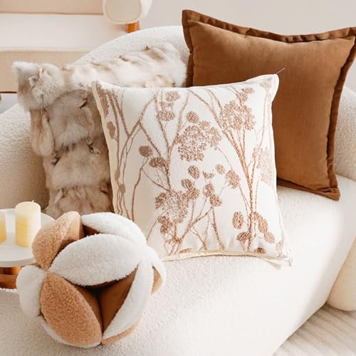Housses coussin marron à fleurs automnales 45x45 cm bohème - 4