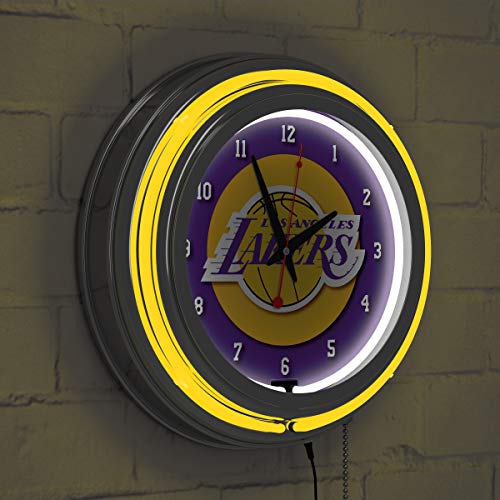 Los Angeles Lakers Nba Chrome Double Ring Neon Clock #TOP5