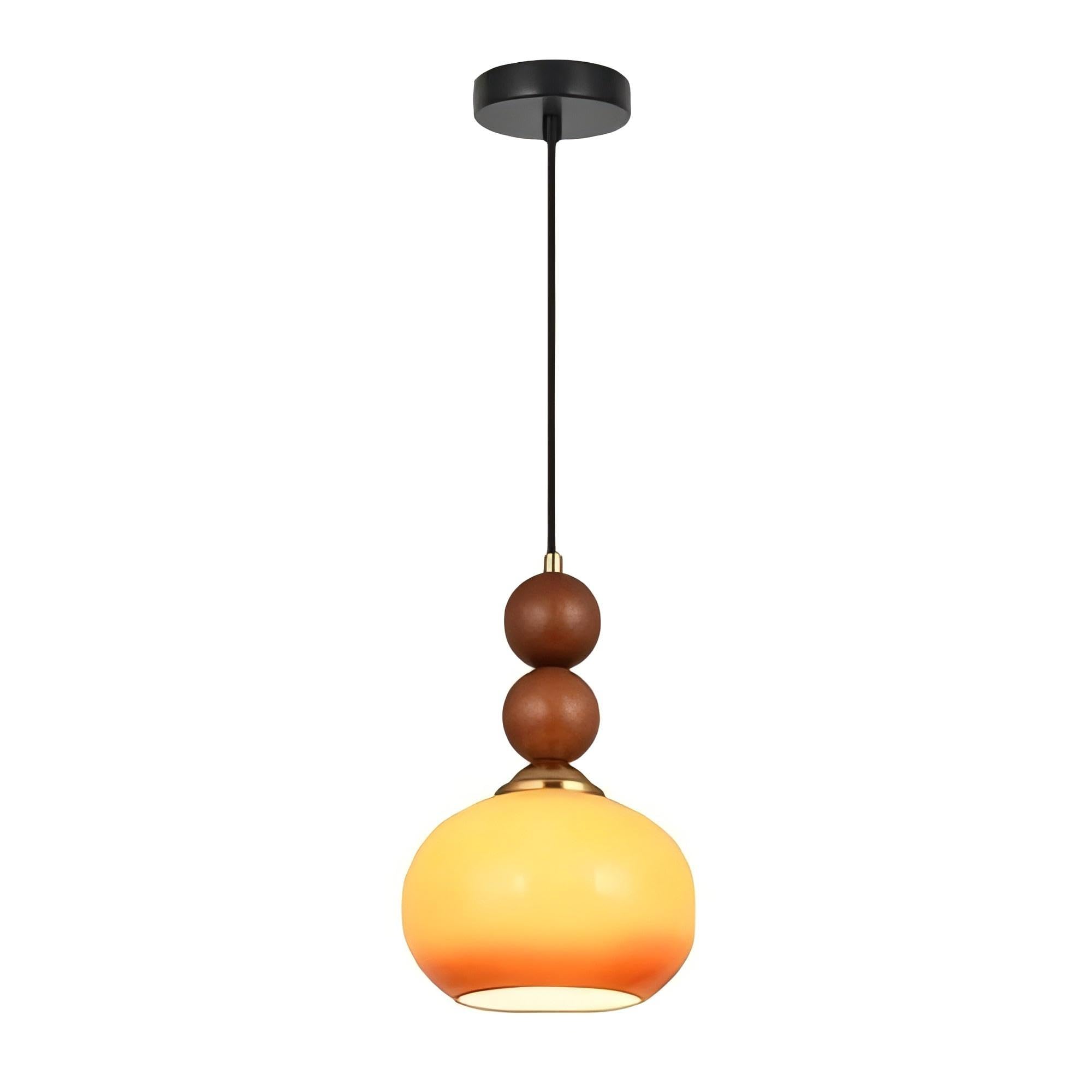 LIGHTLAND Orange Pendant Light, 1 Light Pendant Lamp with Glass Shade and 59.1 Inch Adjustable Hanging Wire for Bedroom, Living Room, Kitchen Island (