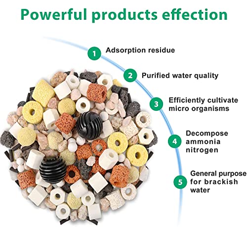 Nuyoah em Keramik 500g Keramik Perlen Zecken Keramikperlen 12-in-1 Aquarium-Filtermedien für Aquarium Teich Wasserfallbrunnen Milieuveränderung von Effektive Mikroorganismen