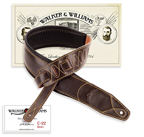 Walker & Williams C-22-BRN Sangle de guitare rembourrée faite à la main en cuir pleine fleur pour guitares acoustiques… - Les Beatles, Paul McCartney, John Lennon, RIngo Starr, George Harrison Walker & Williams C-22-BRN Sangle de guitare rembourrée faite à la main en cuir pleine fleur pour guitares acoustiques…