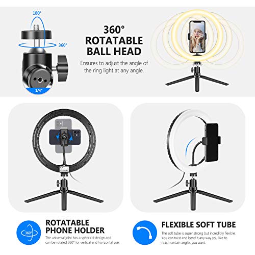 NEEWER 10-Zoll LED RGB Selfie-Ringlicht mit Stativständer und Schwanenhals-Telefonhalter 3 Lichtmodi und 9 dimmbar mit… – Bild 8
