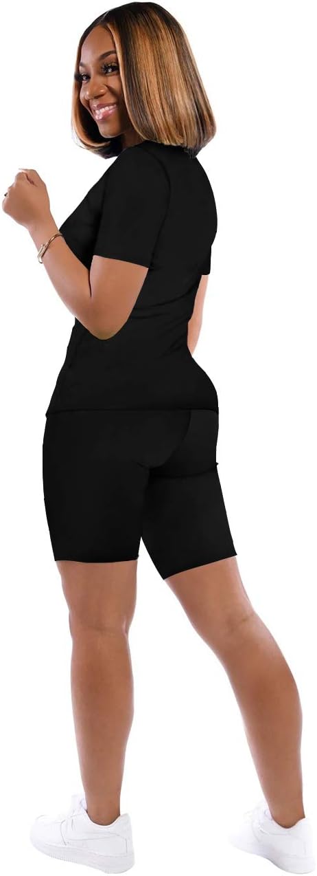 Saloogoe Two Piece Outfits for Women V Neck Short Sleeve Summer Short Sets