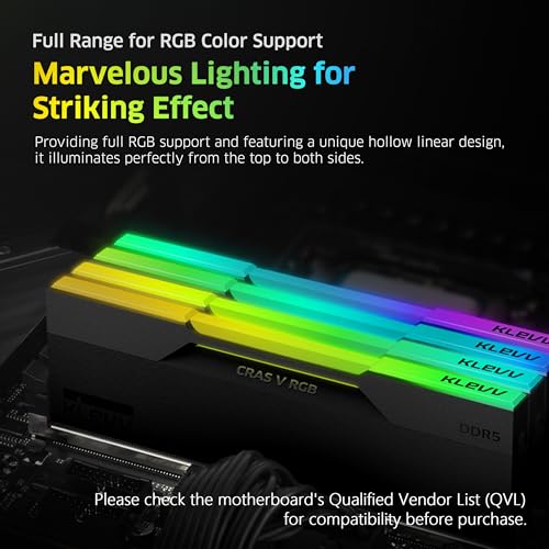 Image of KLEVV CRAS V RGB DDR5 32GB (2x16GB) 6400MHz CL32 1.35V Gaming Desktop Ram Memory SK Hynix Chip XMP 3.0 / AMD EXPO Ready - Black (KD5AGUA80-64A320G)