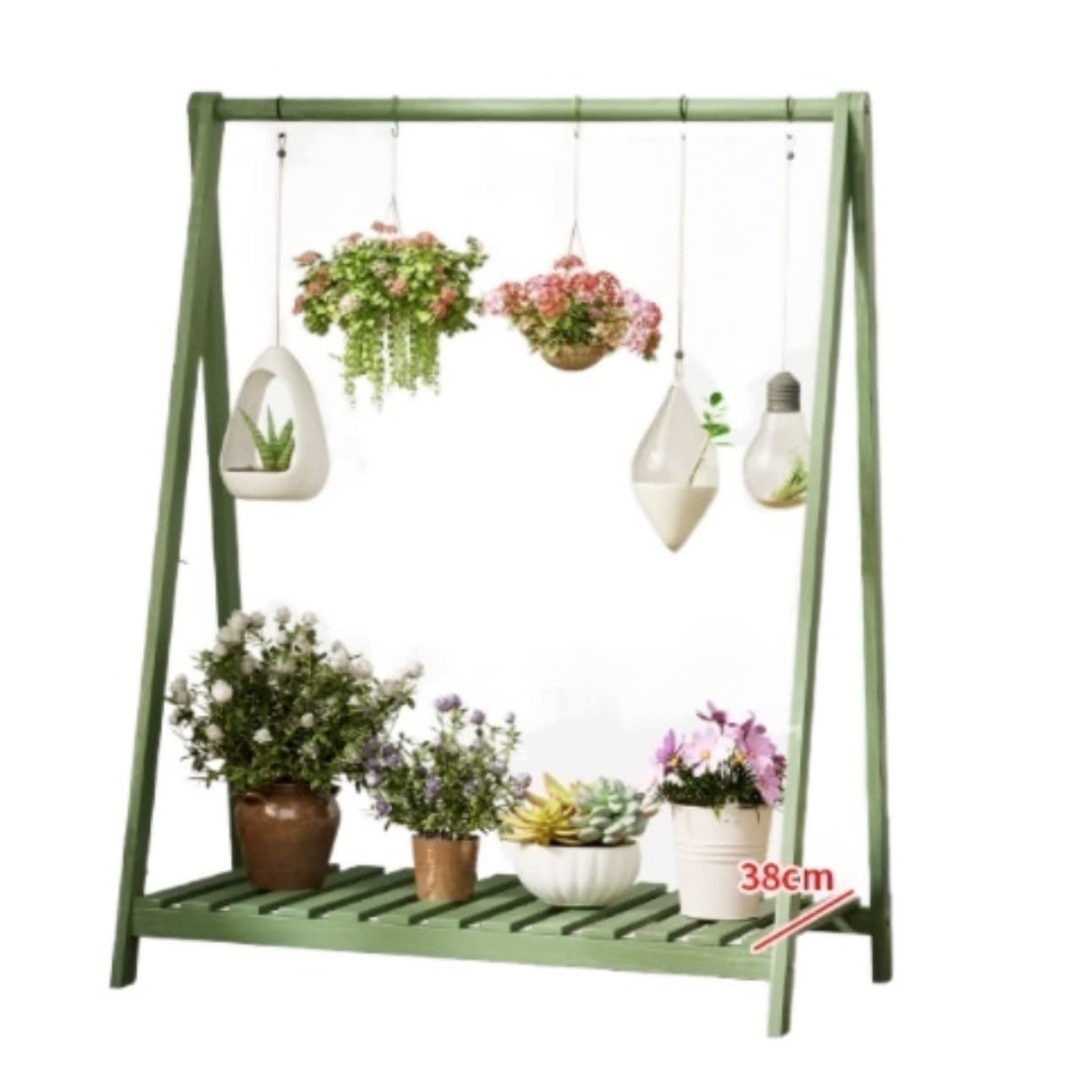 YUANCHUTOP Indoor & Outdoor Wooden Plant Stand - Stylish Flower Pot Display Shelf for Potted Plants, Garden Decor, 73x42x92cm, Green Color, Perfect for Home & Patio
