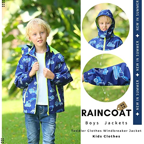 Image of Boys Rain Jacket with Detachable Hood Lightweight Raincoats for Kids