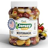 Jersey Pickles - Mediterranean Olives (Half Gallon) – Olives Stuffed – Hand-Stuffed Gourmet Olives with Premium Fillings for Snacks, Charcuterie & Cocktails