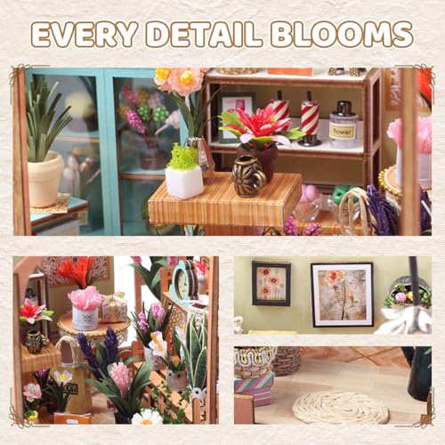 Image of PATPAT DIY Miniature House Kit with LED Lights, Wooden Dollhouse Miniature Kits for Adults and Teens, DIY Craft Kit Ornaments Miniature Dollhouse