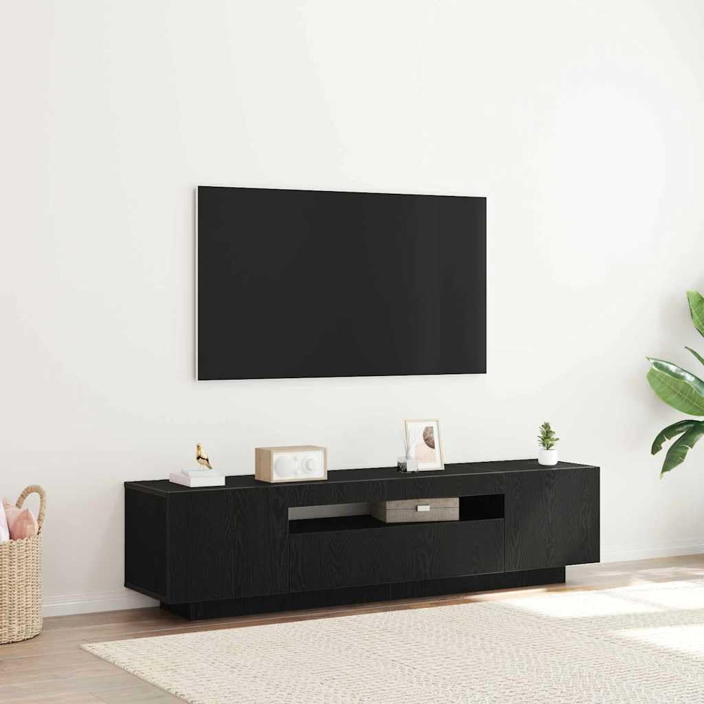 TV-Schrank Schwarz 160x35x40 cm, Holzwerkstoff, Modernes Media-Center mit Stauraum für Wohnzimmer, Schlafzimmer, Elegantes Design