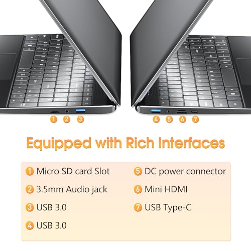 Image of 15.6 Inch Laptop, 8GB DDR4 512GB SSD Laptops Computer with Intel Core i3 Processor (up to 2.4 GHz), Webcam, Mini HDMI, USB3.0, WiFi, 7000mAh, Type-C