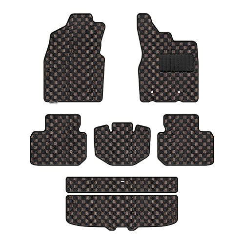Hotfield ダイハツ 互換品/新型 タフト TAFT 900系 フロアマット+トランクマット ラゲッジマット/チェックブラウン / 形状02 2WD 分割式カバータイプ
