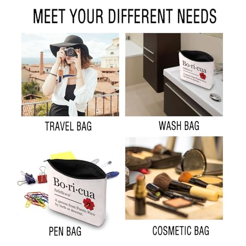 JXGZSO Boricua Definition Cosmetic Bag Latina Puerto Rican Gift Puerto Rico Flower Lover Gift Puerto Rico Gift Puertorican Gift (Boricua Bag)4