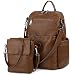 UTO Women Backpack Purse PU Washed Leather Ladies Rucksack Detachable Crossbody Shoulder Bag B Brown