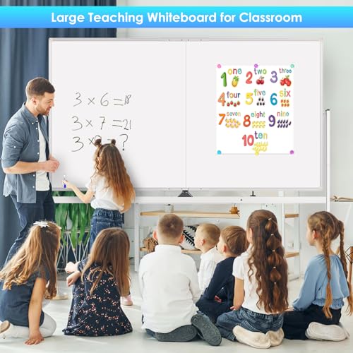 Image of Maxtek Rolling Whiteboard on Wheels 72x48 Large Double-Sided Magnetic Board