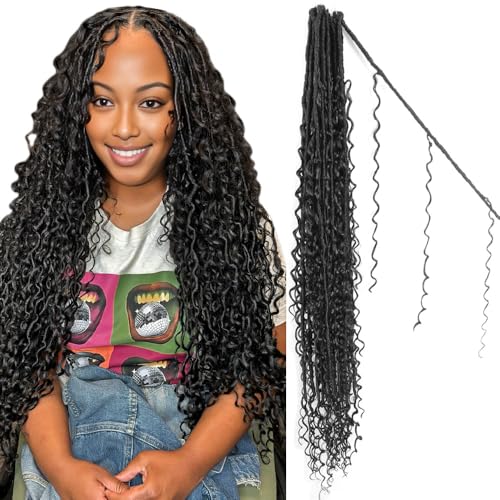 Boho Goddess Faux Locs Crochet Hair 30 Inch 8 Packs Distressed So...