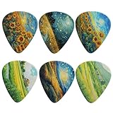 HUIACONG Van Gogh Style Print Guitar Picks Triangle Guitar Plectrums Heavy Gauges 0.96mm, Lips Guitar Picks for Adult Kids Gift-Art Oil Pattern Guitar Pick